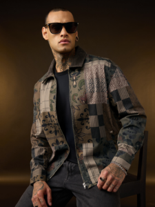 Men’s Graphic Print Cotton Jacket Zipper Full Sleeve  Urban