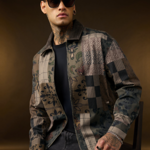 Men’s Graphic Print Cotton Jacket Zipper Full Sleeve  Urban